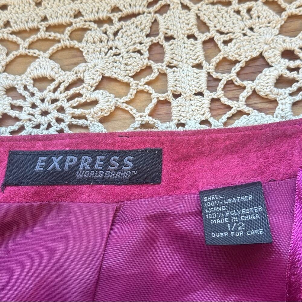 Express Vintage 90s Suede Patchwork A-Line Mini Skirt Fall - Picture 6 of 9